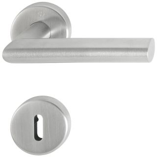 Maner pentru usi de interior Amsterdam E1400Z/42KV/42HKVS, rozeta pentru maner si cheie, buton 58, 8mm, PZ, inox, HOPPE