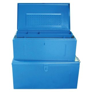 Cutie depozitare din tabla de otel, volum 207 l, 910 x 530 x 430 mm, greutate 23 kg, albastru