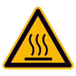 Semn de avertizare suprafata fierbinte, triunghiular, muchia 25 mm, folie autoadeziva, 44 buc, SAFETY MARKING
