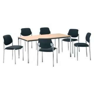 Set masa multifunctionala CB 1 Styl cu 4 scaune cu tapiterie neagra, 800 x 800 mm