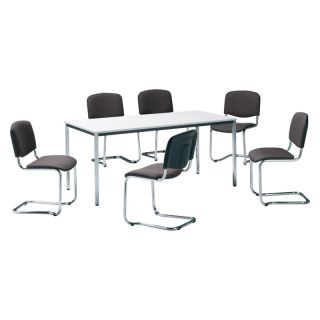 Set masa multifunctionala CG Swing cu 4 scaune cantilever cu tapiterie gri, 1400 x 800 mm