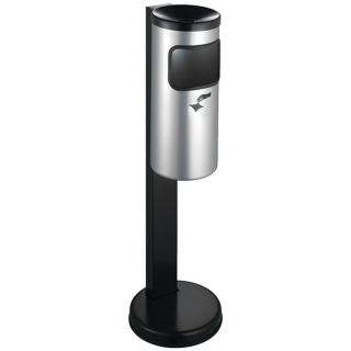 Cos de gunoi cu scrumiera integrata, model Rondo, cu stativ, inaltime 410 - 825 mm, Ø 180 mm, 10 l, argintiu