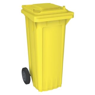 Tomberon gunoi WAVE, 80 l, 482 x 552 x 933 mm, din HDPE, DIN EN 840-1, galben