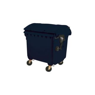 Tomberon gunoi 1100 l, din plastic, 1370 x 1115 x 1470 mm, capac rotunjit, gri antracit, cu 4 roti