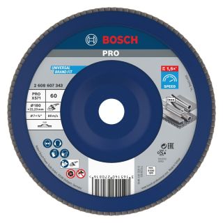 Disc lamelar slefuire otel/inox Bosch PRO X571, 180x22.23mm, G60