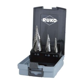 Set burghie pentru metal Ruko HSS, 3 laturi, 4-12|4-20|4-30mm, 3 bucati