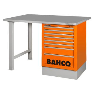 Banc de lucru Bahco, robust, blat din otel, sertare laterale, 1500x750x1030mm, 7 sertare